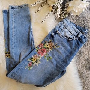 NWT Zara floral painted skinny jeans sz6